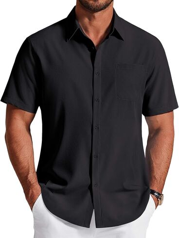 COOFANDY Men's Short Sleeve Dress Shirts Wrinkle Free Casual Button Down Shirts with Pocket in Saudi Arabia