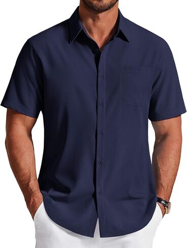 COOFANDY Men's Short Sleeve Dress Shirts Wrinkle Free Casual Button Down Shirts with Pocket in Saudi Arabia