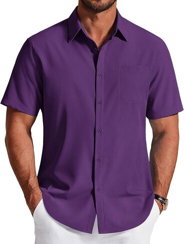 COOFANDY Men's Short Sleeve Dress Shirts Wrinkle Free Casual Button Down Shirts with Pocket in Saudi Arabia