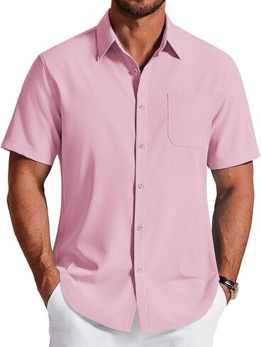COOFANDY Men's Short Sleeve Dress Shirts Wrinkle Free Casual Button Down Shirts with Pocket in Saudi Arabia