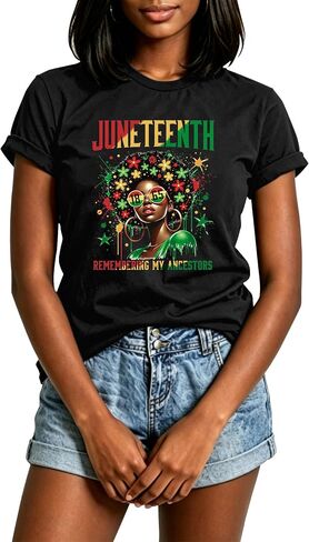 Juneteenth Shirts Women: African American Shirt June 19th 1865 Tshirt Black History Month Gift Tops in Kuwait