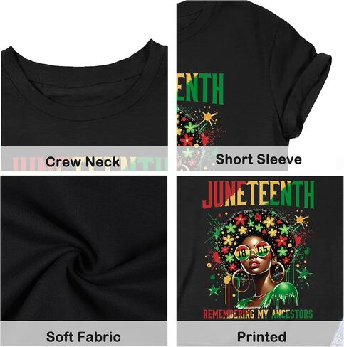 Juneteenth Shirts Women: African American Shirt June 19th 1865 Tshirt Black History Month Gift Tops in Kuwait