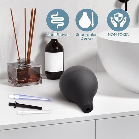Anal Douche Enema Bulb Kit for Men & Women, 7.9oz Silicone Colon Cleansing Kit with 5 Comfortable Nozzles in Kuwait