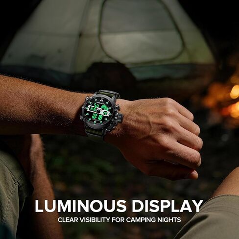 MEGALITH Military Watches for Men Digital: Tactical Wristwatch with Analog Dual Time Display - Waterproof Sport Heavy Duty Watch for Men with LED Alarm Stopwatch Date - Gifts for Him in Saudi Arabia