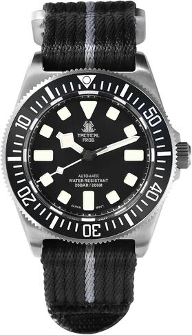 Tactical Frog 42mm FX-Diving Titanium Dive Watches for Men, Automatic 2565、NH35 Movement, 200M Water Resistant, Sapphire Crystal, Fabric Strap, Luminous Waterproof Watch in Saudi Arabia
