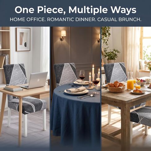 4pcs Integral Elastic Dining Chair Slipcovers and Anti-Slip Fashion Dining Chair Cover, Simple Geometric Printing Chair Protective Cover for Home Decor, Hotel, Restaurant and Banquet Living Room in Kuwait
