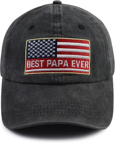 Best Papa Ever Hat for Men, Funny Adjustable Cotton American Flag Decor Dad Embroidered Baseball Cap in Kuwait