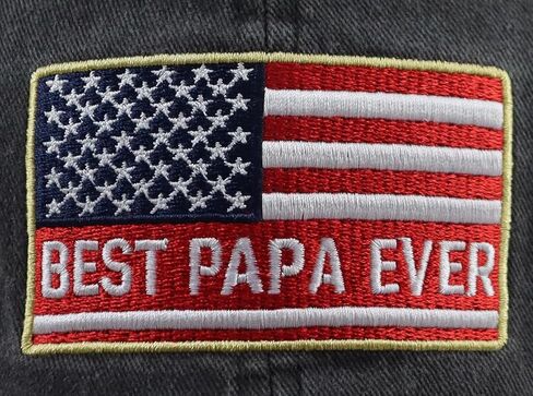 Best Papa Ever Hat for Men, Funny Adjustable Cotton American Flag Decor Dad Embroidered Baseball Cap in Kuwait