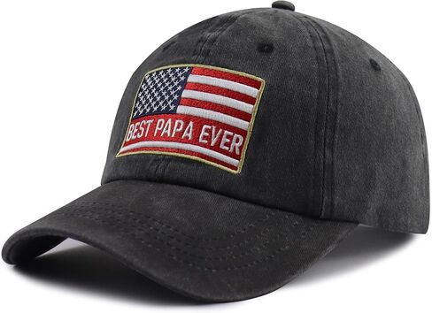 Best Papa Ever Hat for Men, Funny Adjustable Cotton American Flag Decor Dad Embroidered Baseball Cap in Kuwait