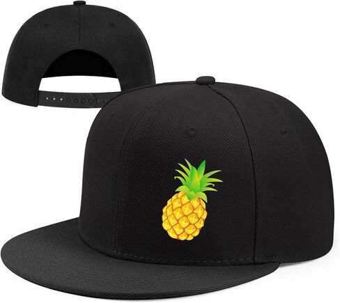 Pineapple Hat Flat Bill Baseball Hats for Men Fashion Black Baseball Cap for Women Adjustable Flat Brim Trucker Hat in Kuwait