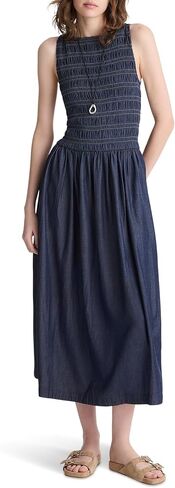 Madewell Denim Smocked Boatneck Maxi Dress in Kuwait