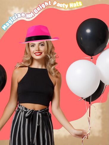 18 Pack Neon Party Hats Bulk Colored Plastic Glow fedora Hat Suitable for Adult Birthdays Music Disco Dance Balls, 6 Colors in Saudi Arabia