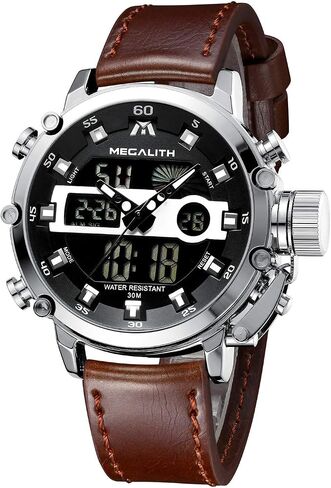 MEGALITH Military Watches for Men Digital: Tactical Wristwatch with Analog Dual Time Display - Waterproof Sport Heavy Duty Watch for Men with LED Alarm Stopwatch Date - Gifts for Him in Saudi Arabia