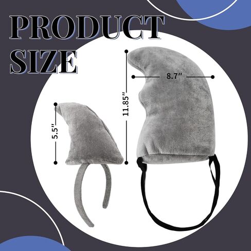 Shark Fin Headband Set with Shoulder Strap, Gray Ocean Theme Party Accessories, Adult Event Wear for Halloween and Sea-Themed Parties in Kuwait