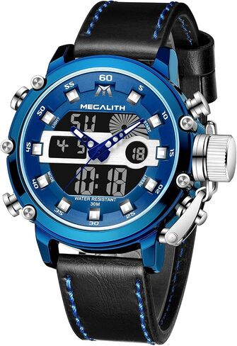 MEGALITH Military Watches for Men Digital: Tactical Wristwatch with Analog Dual Time Display - Waterproof Sport Heavy Duty Watch for Men with LED Alarm Stopwatch Date - Gifts for Him in Saudi Arabia