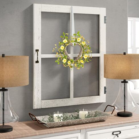 LSKYTOP Artificial Yellow Wreath with Berries and Daisy Flower Wildflower Spring Summer Wreath for Door Wall Wedding Decor,11inch in Kuwait