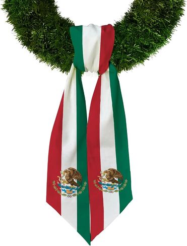 Mexican Festival Wreath Sash for Front Door, Green Red White Stripes Wreath Sash Accessories for Home Mexico Decorations in Saudi Arabia