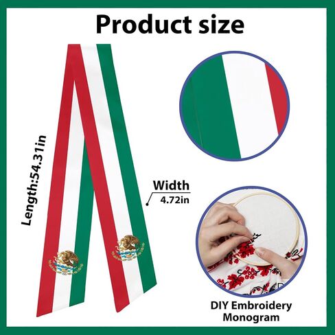 Mexican Festival Wreath Sash for Front Door, Green Red White Stripes Wreath Sash Accessories for Home Mexico Decorations in Saudi Arabia