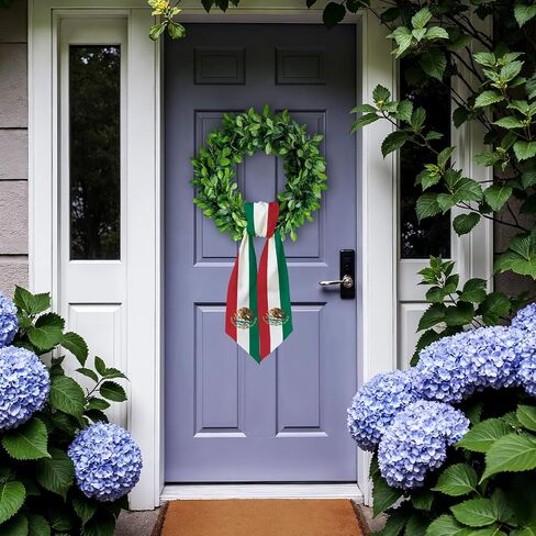 Mexican Festival Wreath Sash for Front Door, Green Red White Stripes Wreath Sash Accessories for Home Mexico Decorations in Saudi Arabia
