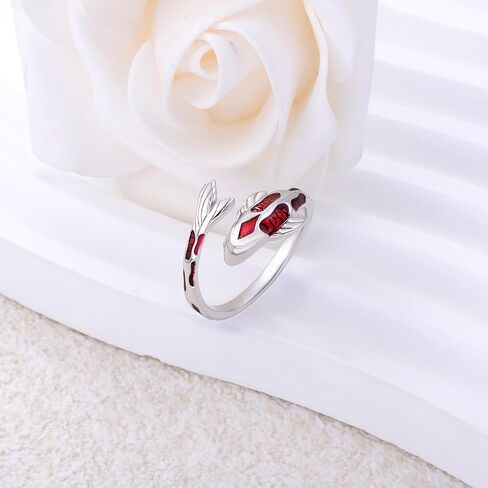 Red Koi Fish Ring for Women: 925 Sterling Silver Koi Open Rings Dainty Adjustable Cute Good Luck Promise Jewelry Anxiety Fidget Gift for fishing Mother Daughter in Saudi Arabia