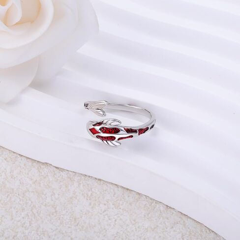 Red Koi Fish Ring for Women: 925 Sterling Silver Koi Open Rings Dainty Adjustable Cute Good Luck Promise Jewelry Anxiety Fidget Gift for fishing Mother Daughter in Saudi Arabia