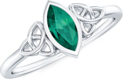 Certified 0.6 Carat Lab Grown Emerald Promise Ring For Her, AAAA Quality, Emerald Celtic Knot Ring (Ideal For Gift) in Kuwait