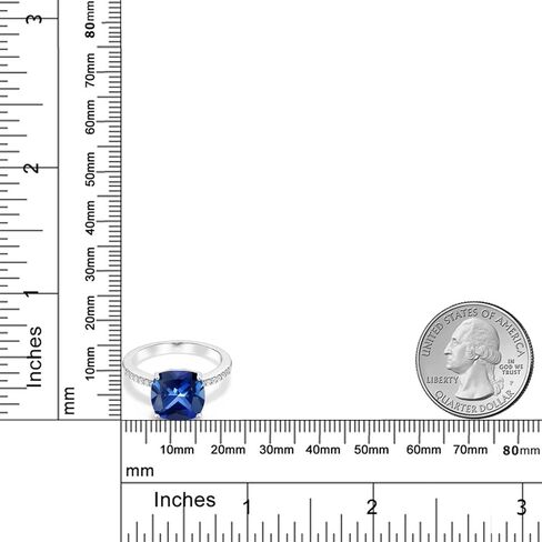 Gem Stone King 3-5 Cttw Gemstone Birthstone Engagement Ring for Women | 925 فضة استرلينية | وسادة 10 ملم | خاتم وعد الذكرى السنوية للزفاف | متوفر بمقاسات 5، 6، 7، 8، 9 in Kuwait