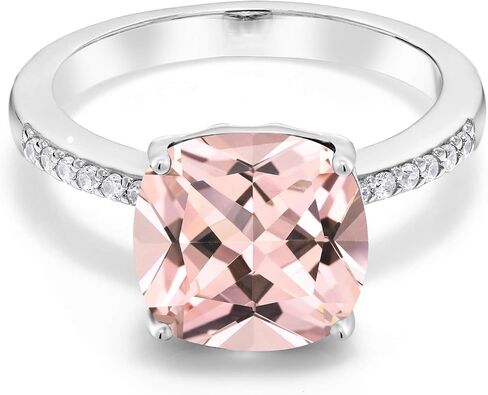 Gem Stone King 3-5 Cttw Gemstone Birthstone Engagement Ring for Women | 925 فضة استرلينية | وسادة 10 ملم | خاتم وعد الذكرى السنوية للزفاف | متوفر بمقاسات 5، 6، 7، 8، 9 in Kuwait
