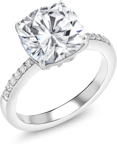 Gem Stone King 3-5 Cttw Gemstone Birthstone Engagement Ring for Women | 925 فضة استرلينية | وسادة 10 ملم | خاتم وعد الذكرى السنوية للزفاف | متوفر بمقاسات 5، 6، 7، 8، 9 in Kuwait