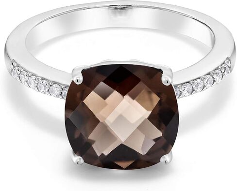 Gem Stone King 3-5 Cttw Gemstone Birthstone Engagement Ring for Women | 925 فضة استرلينية | وسادة 10 ملم | خاتم وعد الذكرى السنوية للزفاف | متوفر بمقاسات 5، 6، 7، 8، 9 in Kuwait