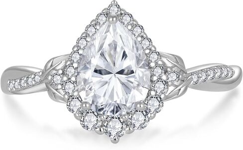 Moissanite Engagement Ring 1.25CT D Color VVS1 Clarity Pear Shaped 925 Sterling Silver Rings Bridal Wedding Promise Ring Jewelry for Women with Certificate Size 5-10 in Saudi Arabia