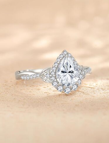 Moissanite Engagement Ring 1.25CT D Color VVS1 Clarity Pear Shaped 925 Sterling Silver Rings Bridal Wedding Promise Ring Jewelry for Women with Certificate Size 5-10 in Saudi Arabia