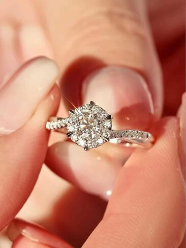 1pc 925 Silver Silver Romantic Round Cubic Zirconia Engagement Ring Wedding Band For Women Promise Ring Fine Jewelry Gift Early Fashion Trends in Kuwait