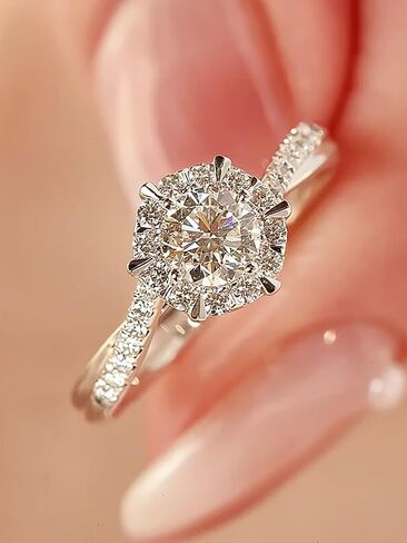 1pc 925 Silver Silver Romantic Round Cubic Zirconia Engagement Ring Wedding Band For Women Promise Ring Fine Jewelry Gift Early Fashion Trends in Kuwait