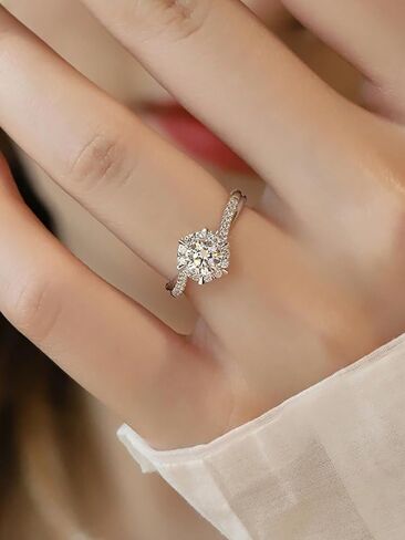 1pc 925 Silver Silver Romantic Round Cubic Zirconia Engagement Ring Wedding Band For Women Promise Ring Fine Jewelry Gift Early Fashion Trends in Kuwait