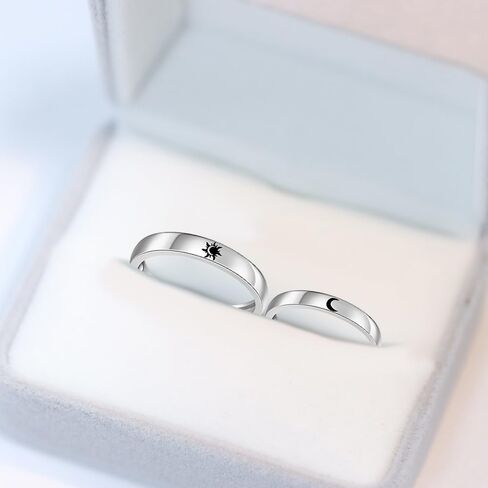 Sun and Moon Matching Rings for Couples Rings for Him and Her Set Sterling Silver Adjustable Promise Wedding Engagement Jewelry Gifts in Kuwait