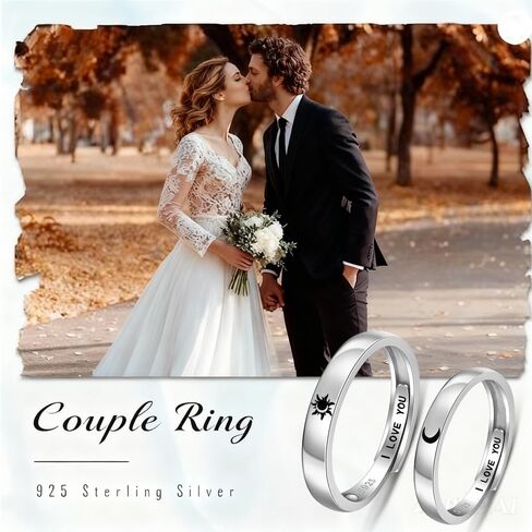 Sun and Moon Matching Rings for Couples Rings for Him and Her Set Sterling Silver Adjustable Promise Wedding Engagement Jewelry Gifts in Kuwait