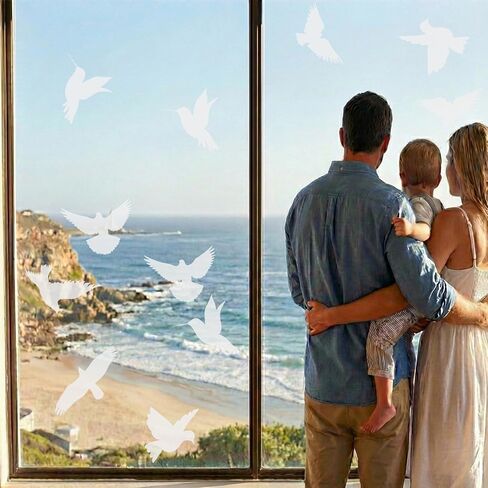 16Pcs Anti Collision Window Decals for Bird Strikes, UV Reflective Bird Stickers to Prevent Window Collisions, Reusable Static Cling for Glass Doors & Windows (Clear) in Saudi Arabia
