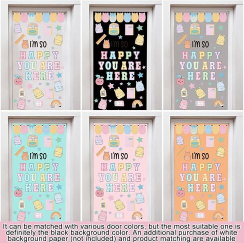 Mindsoft Back to School Classroom Door Decorations Welcome Classroom Window Door Clings Stickers I'm Happy You are Here Peel and Stick Supplies for Preschool Kindergarten(Pastel Style) in Kuwait