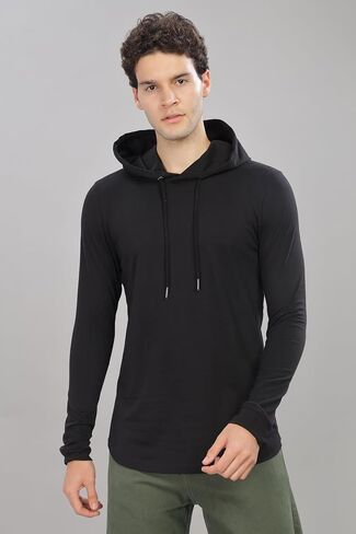 Klizzer Long Sleeve Hoodie for Men, 100% Cotton, Lightweight Gym Hoodies for Workout, Muscle-Fit Athletic Hooded T Shirt in Saudi Arabia
