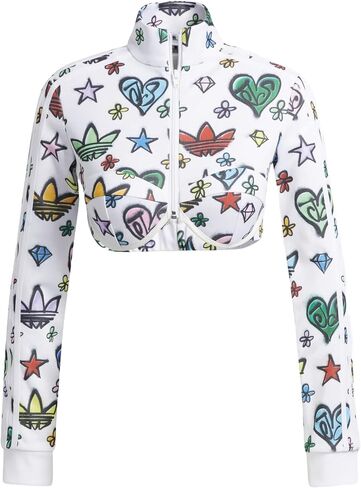 adidas ORIGINALS WOMEN’S JEREMY SCOTT MONOGRAM CROP TRACK TOP, WHITE, 2XS in Kuwait
