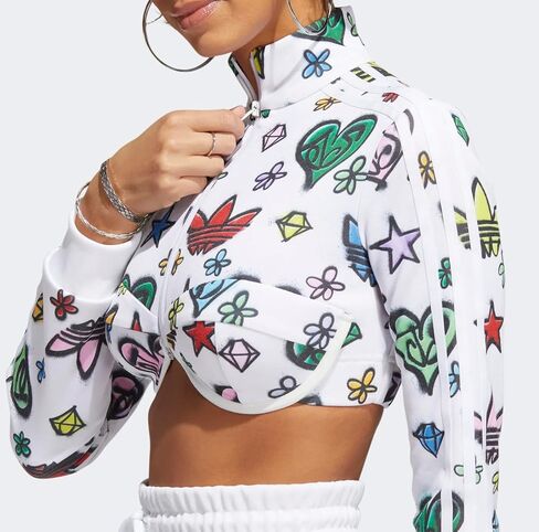 adidas ORIGINALS WOMEN’S JEREMY SCOTT MONOGRAM CROP TRACK TOP, WHITE, 2XS in Kuwait