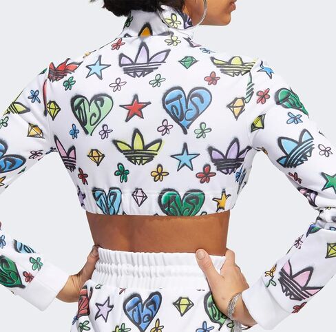 adidas ORIGINALS WOMEN’S JEREMY SCOTT MONOGRAM CROP TRACK TOP, WHITE, 2XS in Kuwait