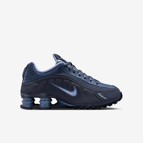 Nike Shox R4 Big Kids' (Boys') Shoes (Obsidian/Diffused Blue/Aluminum) Size 7 in Kuwait