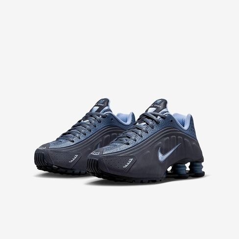 Nike Shox R4 Big Kids' (Boys') Shoes (Obsidian/Diffused Blue/Aluminum) Size 7 in Kuwait