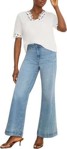 NIC+Zoe Women's Large Eyelet Trim Cotton Stretch Top in Kuwait