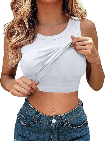 Women's Tank Tops with Built in Shelf Bra Sleeveless Basic Camisole Stretchy Fitted Cami Tanks in Saudi Arabia