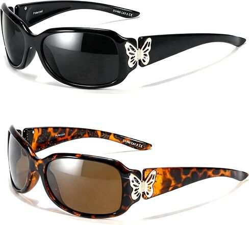 LVIOE Women's Polarized Sunglasses Wrap Around Butterfly Design with UV400 Protection (2 Pack) in Kuwait