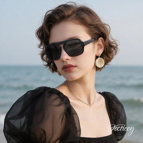 Square Aviator Sunglasses Womens - Trendy Sun Glasses for Women Men UV Protection Lightweight Comfortable Shades in Kuwait