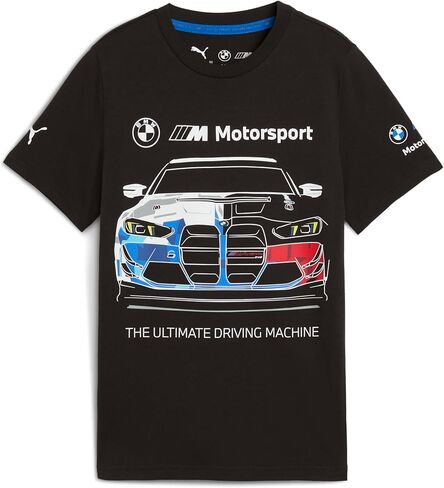 تي شيرت بوما برسومات BMW M Motorsport للأطفال من الجنسين، سيارة سوداء AH25، Little Kid 5 in Kuwait